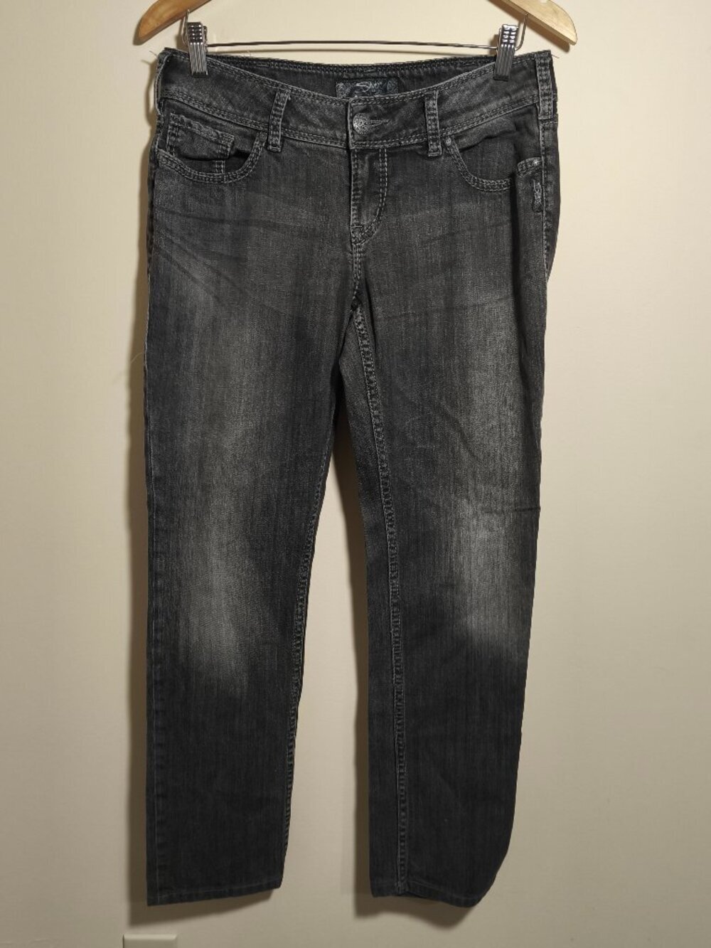 Silver Jeans Suki Skinny Straight Jeans sz 30 Washed Black Gray Classic Capsule